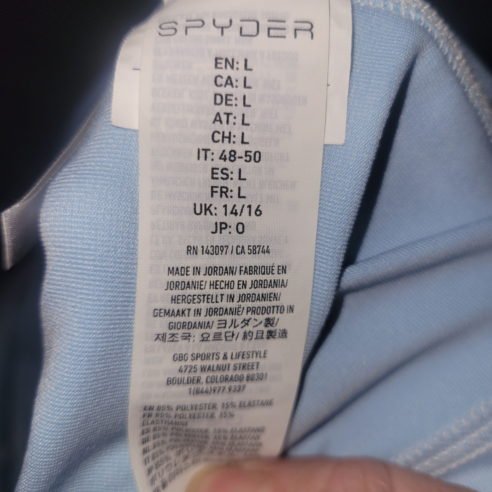 Spyder 1/4 Zip Pullover Long Sleeve Athletic Top Light Blue Yellow L luxury fall