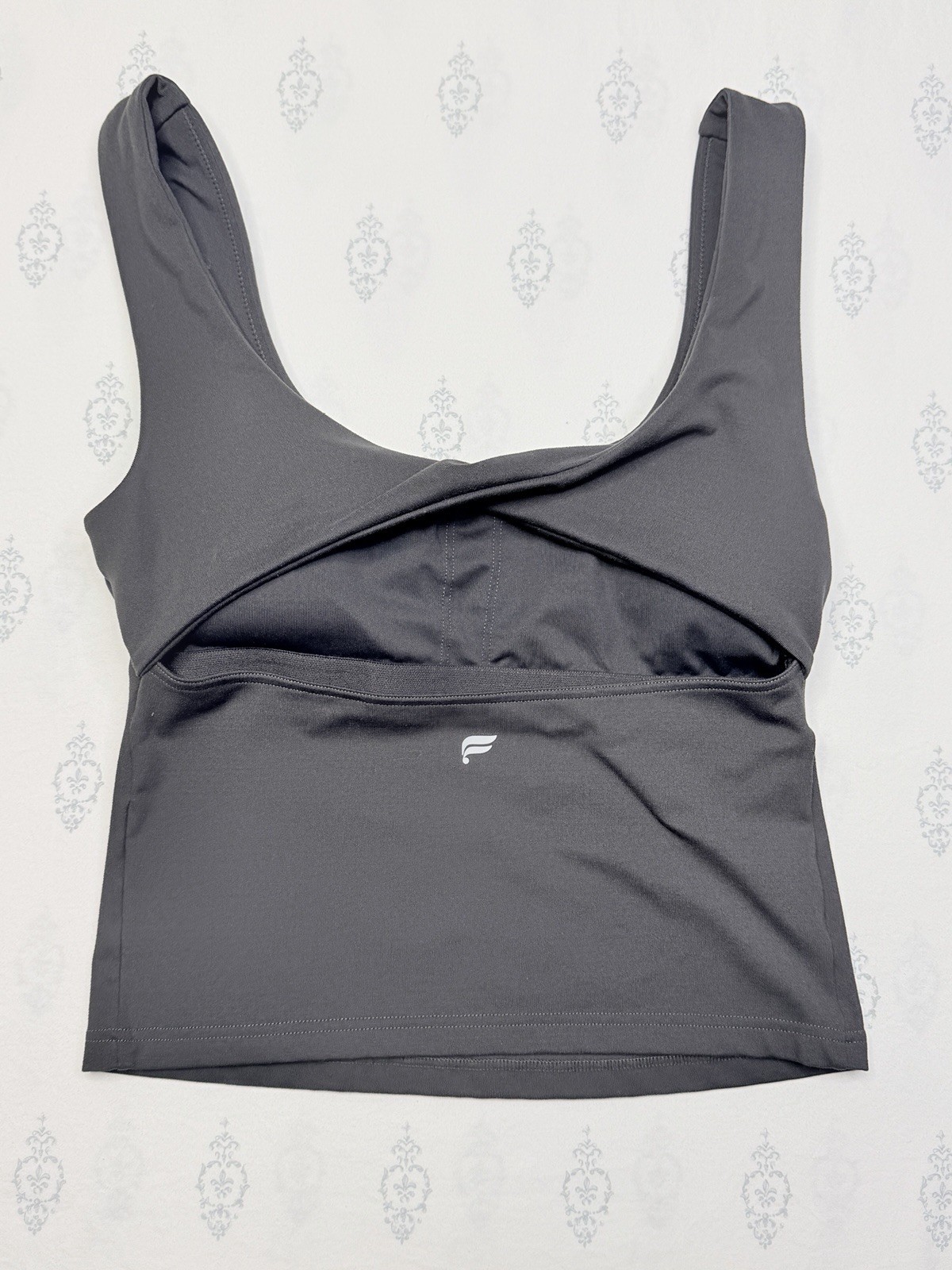 Fabletics Black Twist-Back Crossover Yoga Tank Top W/bra Sz Small? No Size Tag