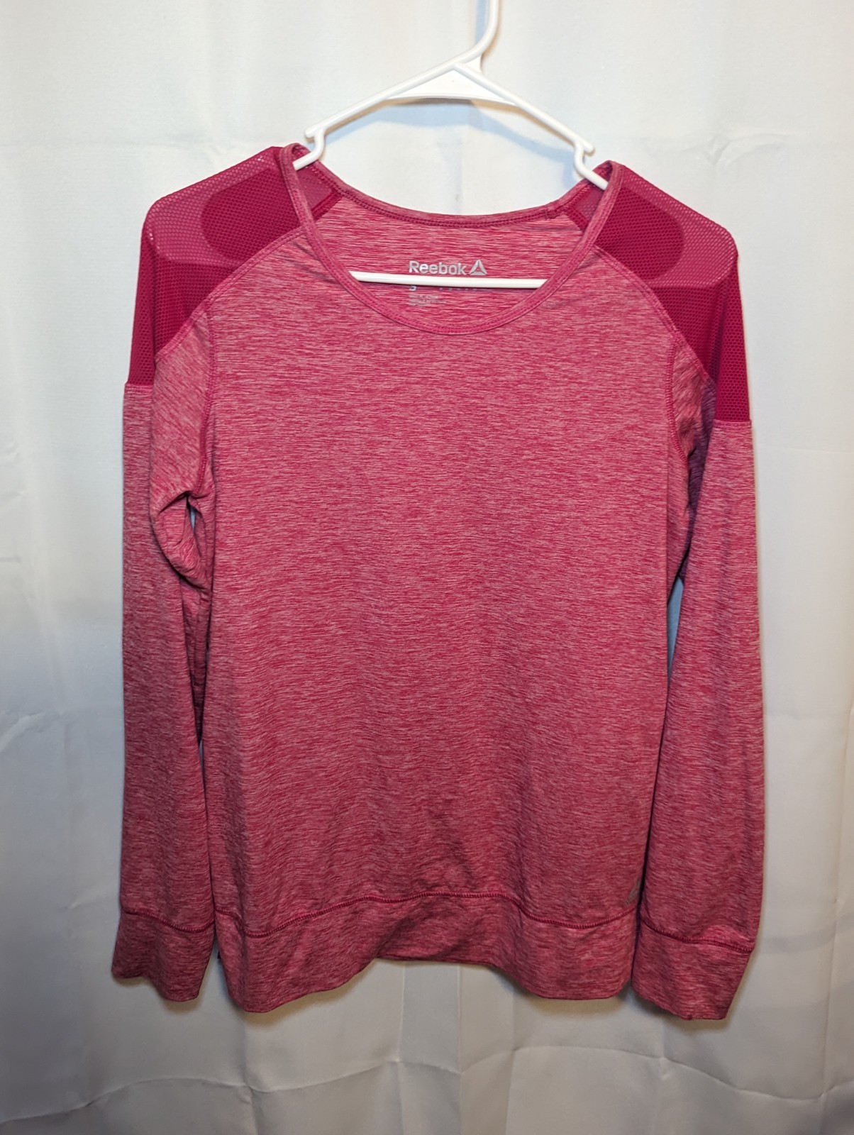 Reebok Polyester Stretch Pink Long Sleeve Round Neck Top Womens Small RN104141