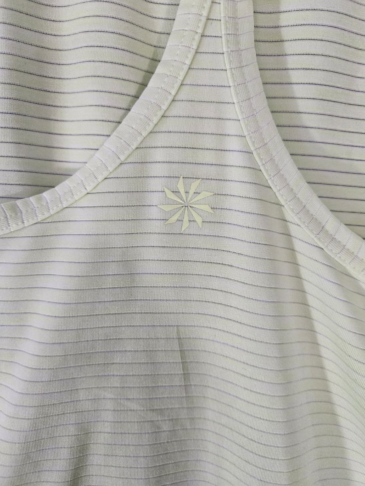 Athleta Womens Athletic Tank Top Small Neon Green Mesh Racerback Crewneck Stripe