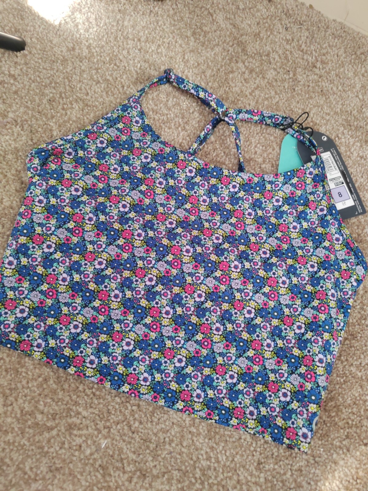 Floral Crop Top Workout/Underwear Blue Pink Purple Size 8 Goodmove M&S
