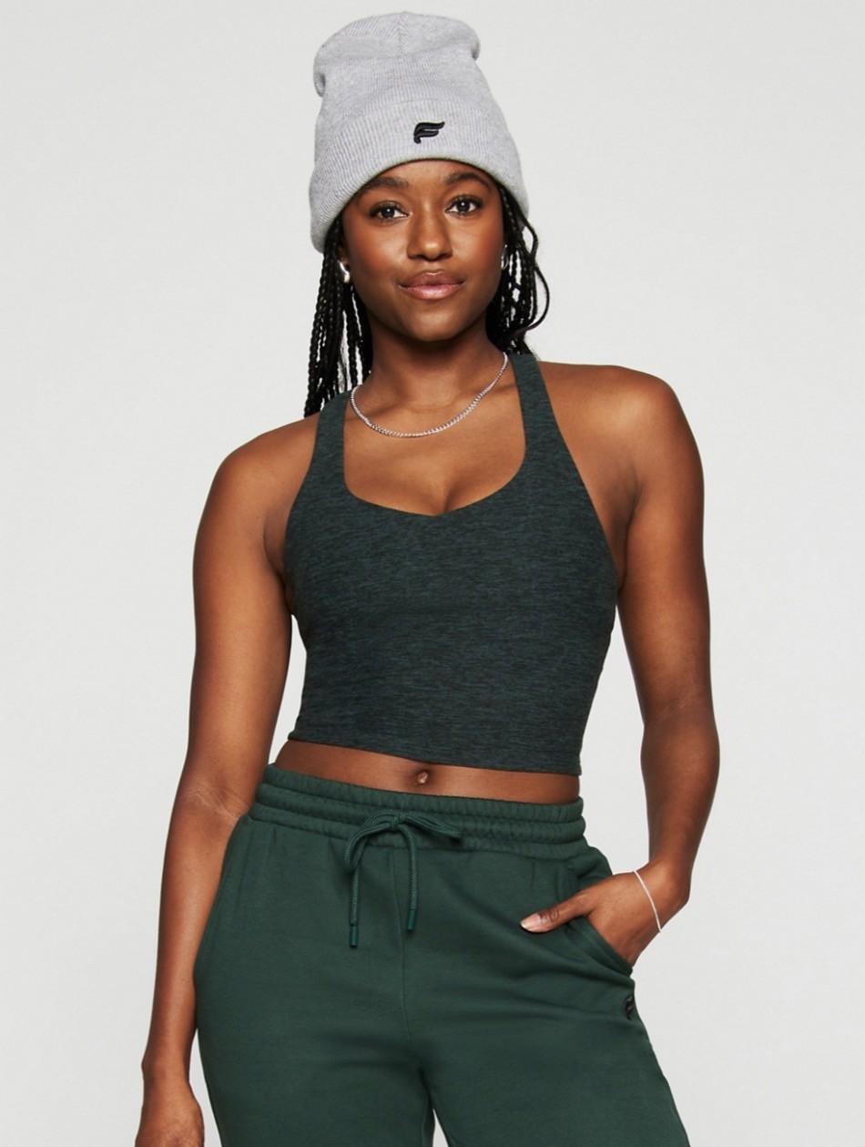 Fabletics 2 piece Anywhere Built-In Bra tank L Athletic Sleeveless Racerback