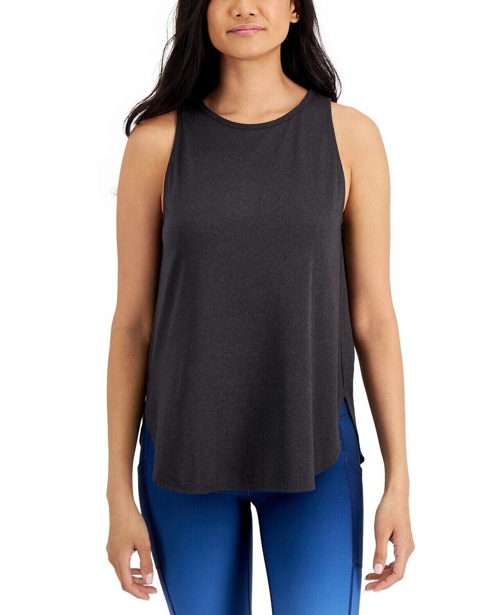 NWT! ID Ideology Women’s Sz M Essential Curve Hem Sleeveless Tank Top Charcoal