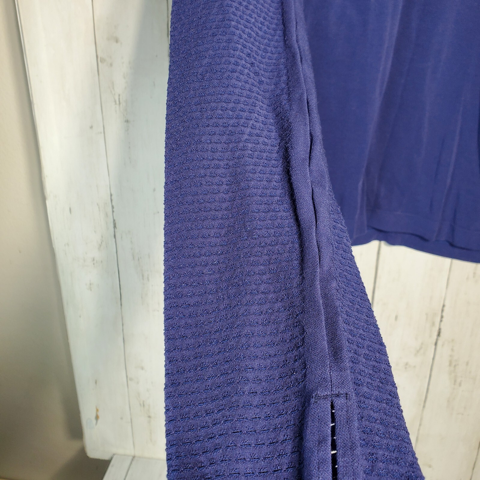 Fabletics Navy Crew Neck Mesh Long Sleeves Stretchy Top *Read*