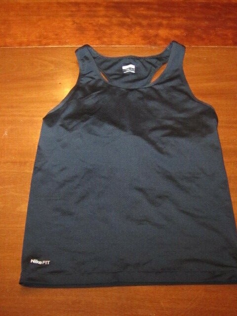 EX NIKE NikeFIT black + white Logo RACERBACK Support Tank CAMISOLE WOMENS top L