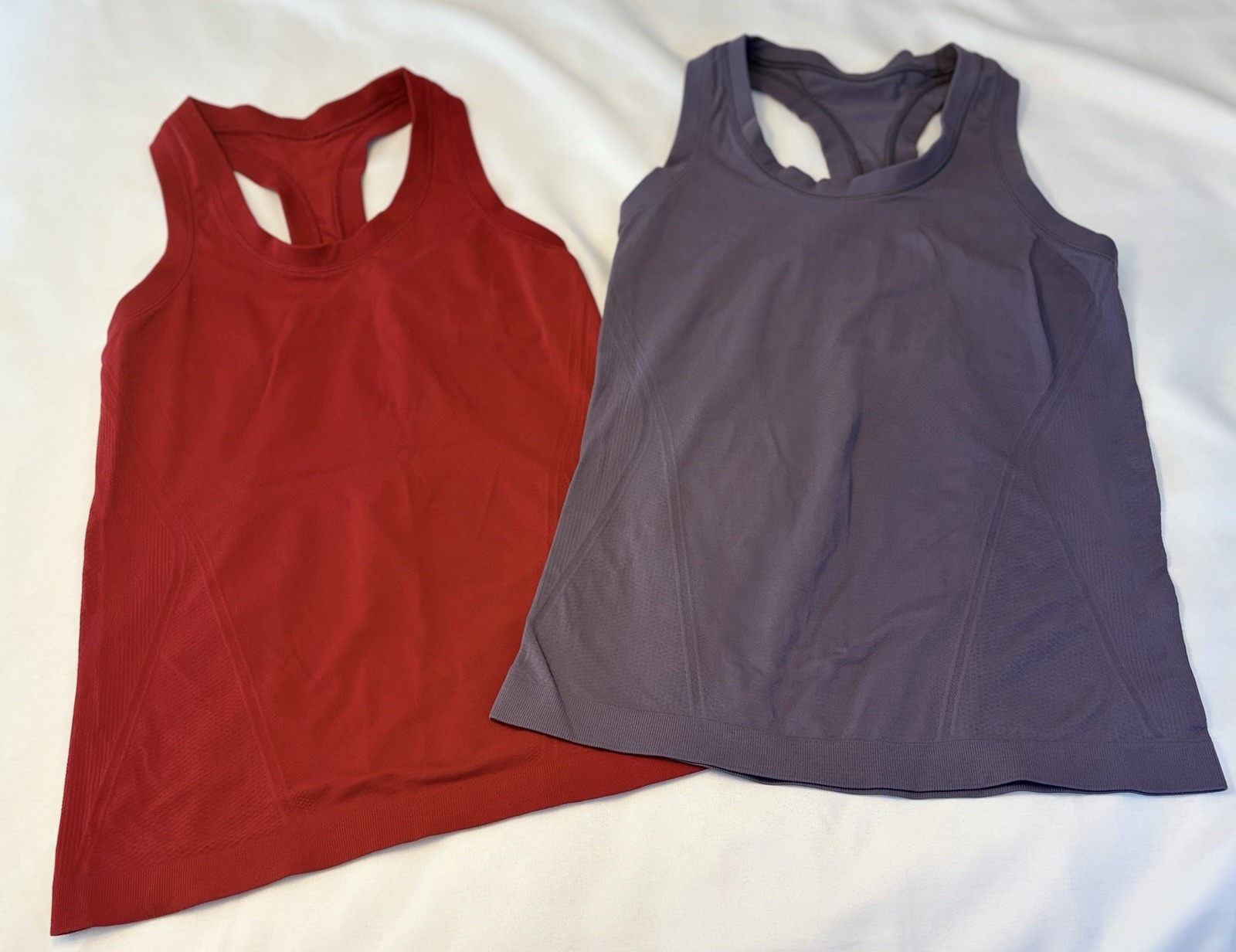 ATHLETA Momentum Seamless Tank Tops Lot of 2 XS Red Lavender Stretch Racerback