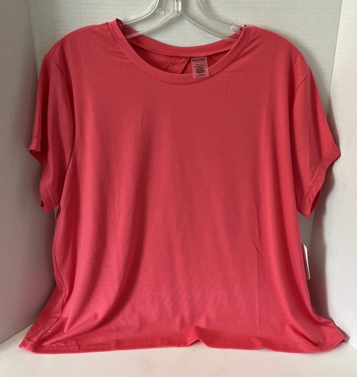 Ebb & Flow Athleisure Everyday T Shirt Coral Open Back Extra Large New