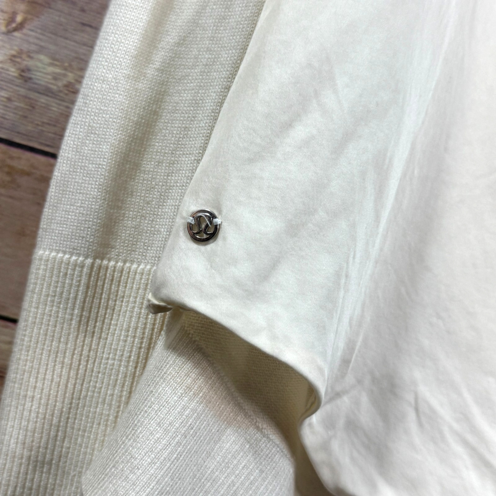 Lululemon Cream Still At Ease Cashmere Blend Long Sleeve Pullover Open Back Top