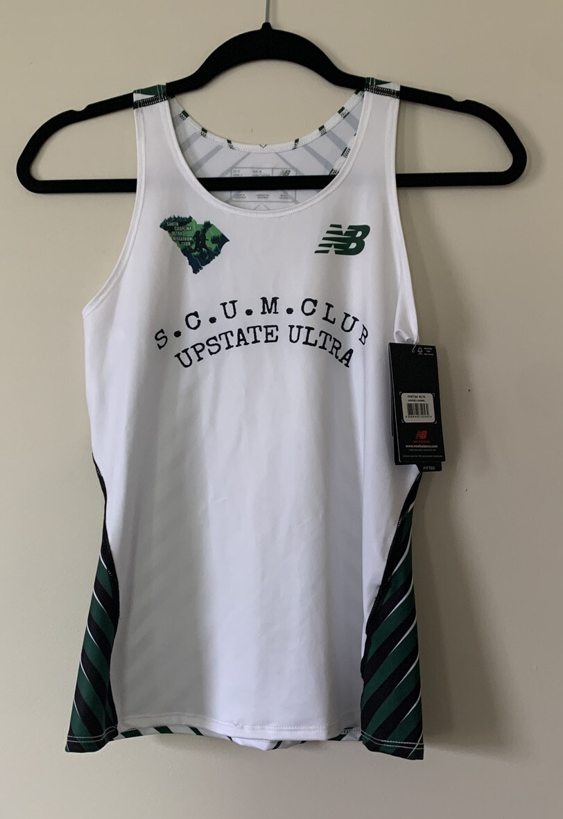 NEW WITH TAGS NEW BALANCE SMALL FITTED RACERBACK TANK WHITE BLACK GREEN