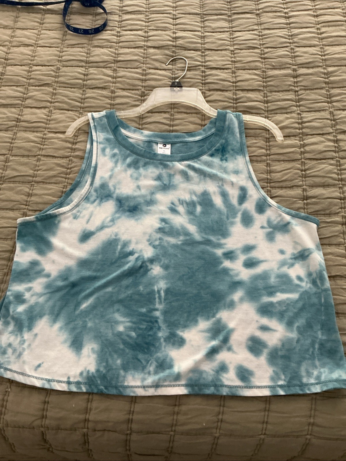 90 Degree by Reflex Women’s Blue Tie Dye Muscle Tank Top Size XL Cropped