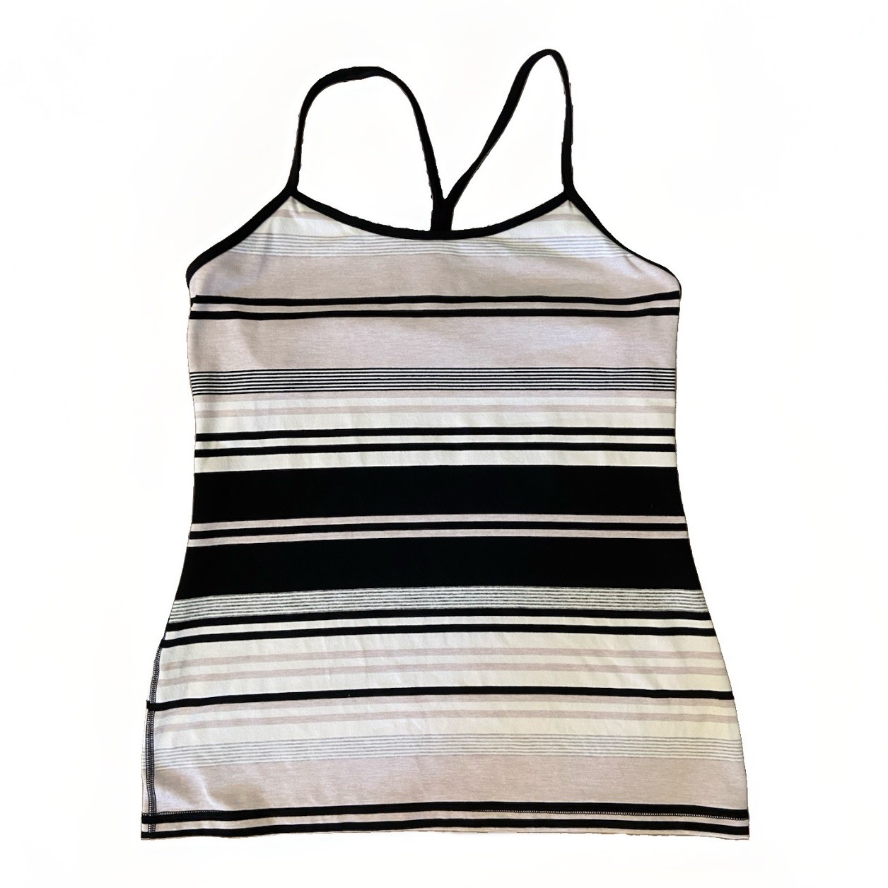 Lululemon Striped Spaghetti Strap Y-back Tank Top Built In Shelf Bra