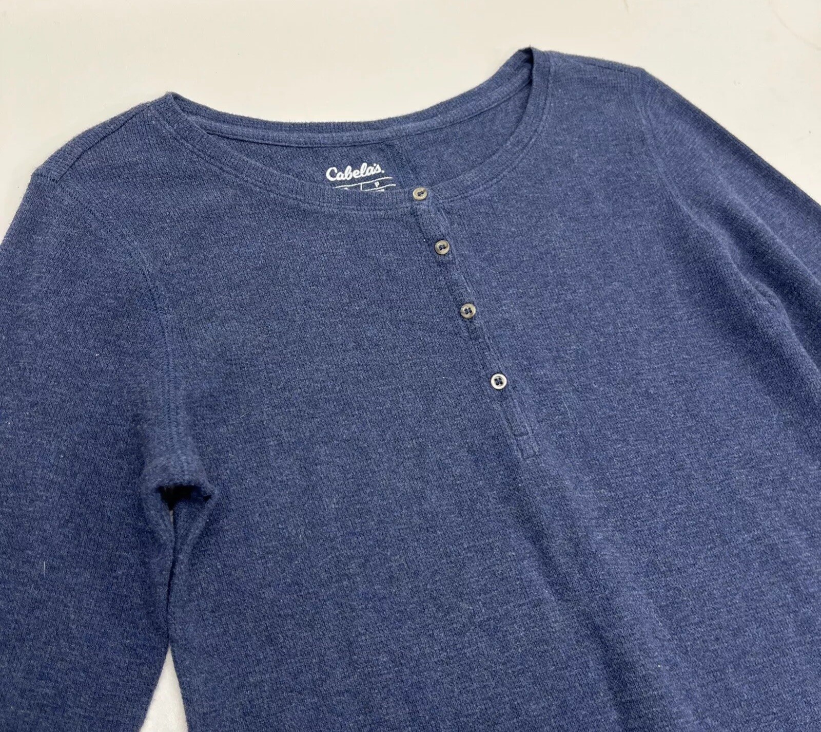 Cabela’s Thermal Henley Base Layer Waffle Knit Blue Women’s Size Small