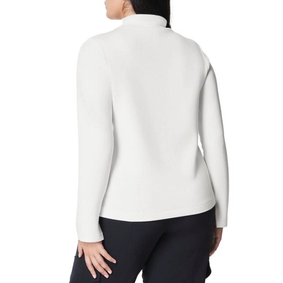 SPANX AirEssentials Mock Pullover Top L Powder White Lightweight Spacer Fabric