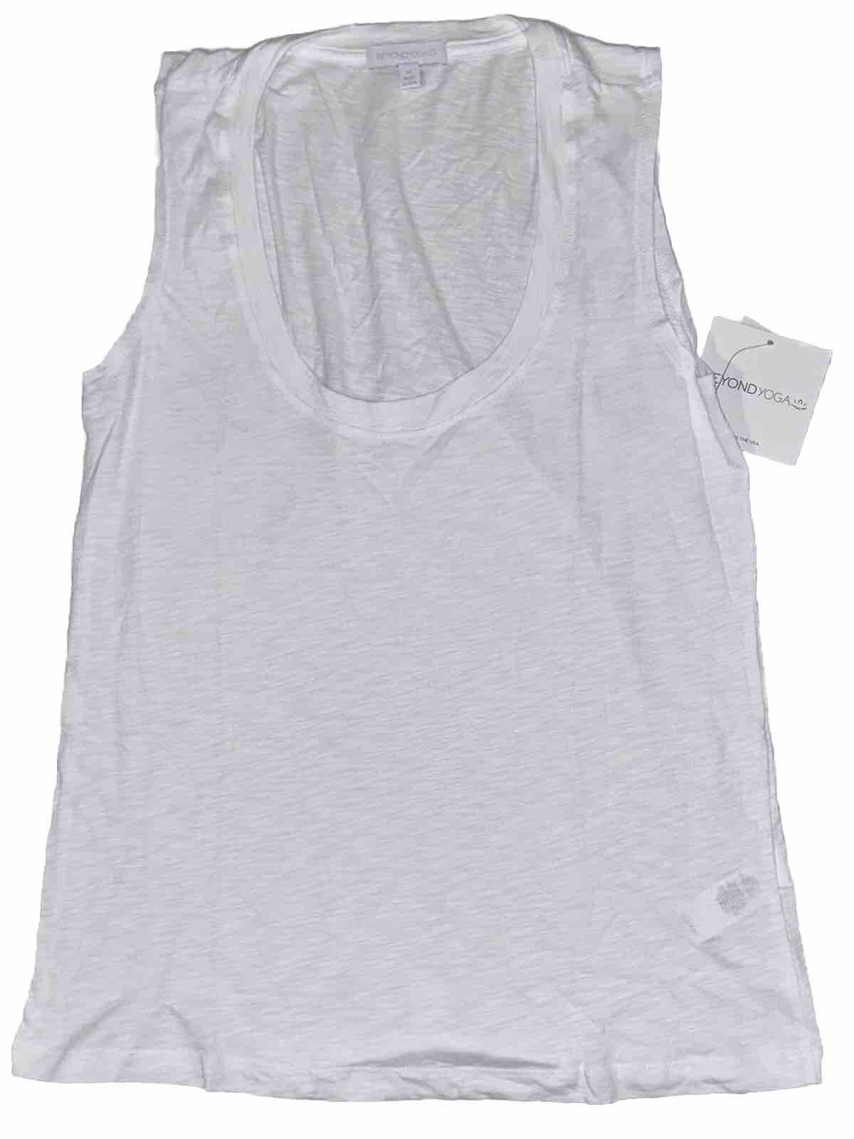 🤍NWT🤍BEYOND YOGA🤍XSMALL🤍SIGNATURE SCOOP TANK🤍WHITE🤍SLUB JERSEY🤍SO CUTE🤍