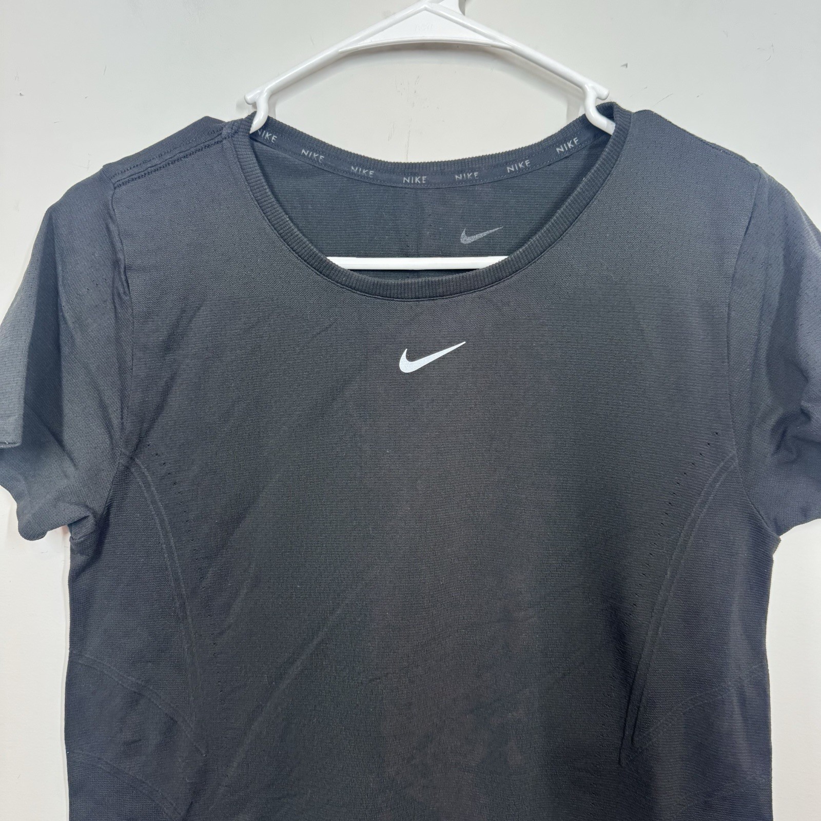 Nike Dri-FIT ADV Womens Compression Shirt L Black Short Sleeve Training Top Gym