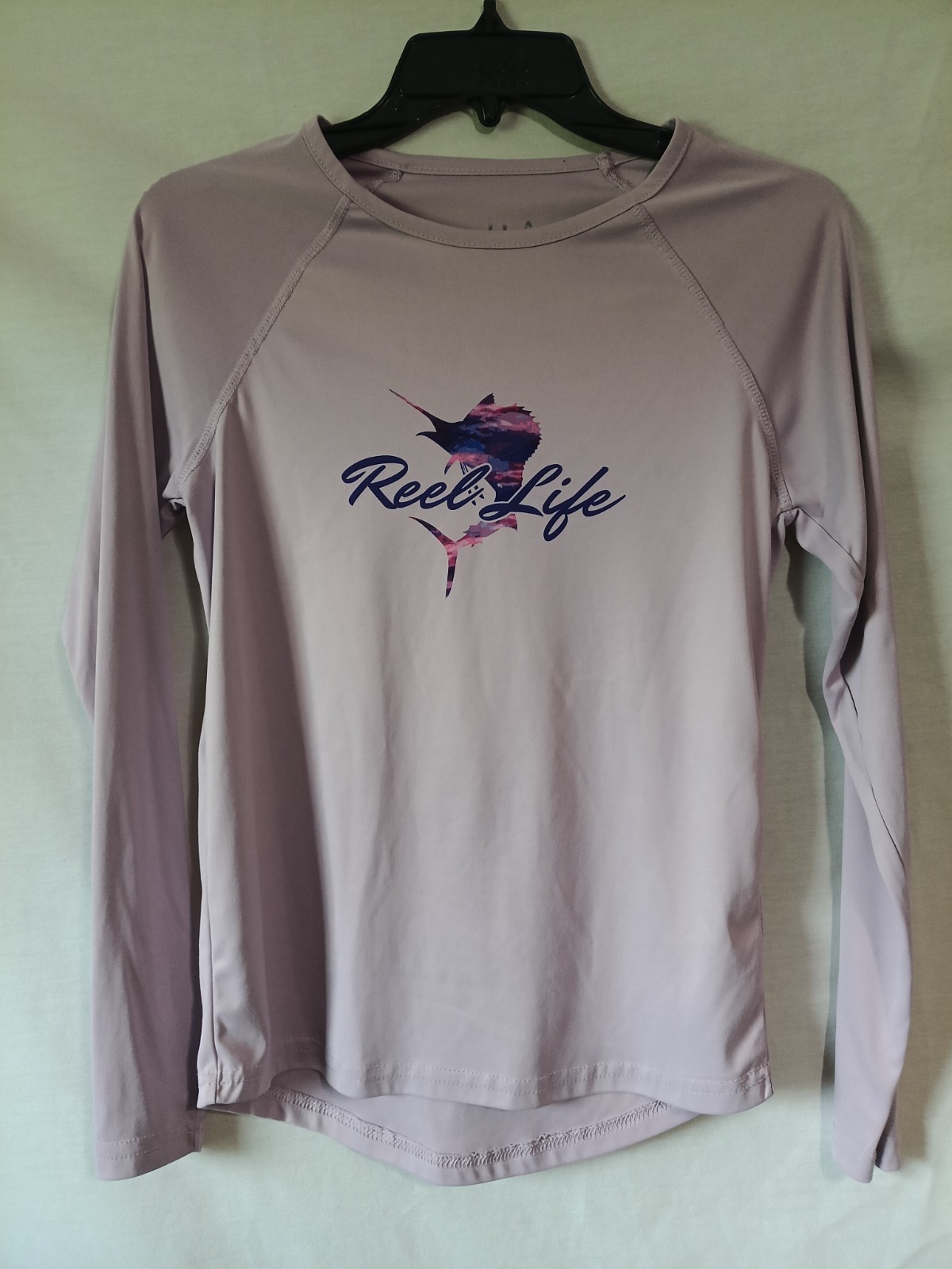 Reel Life Shirt Childs Small Purple Fishing Performance Long Sleeve Outdoor Logo