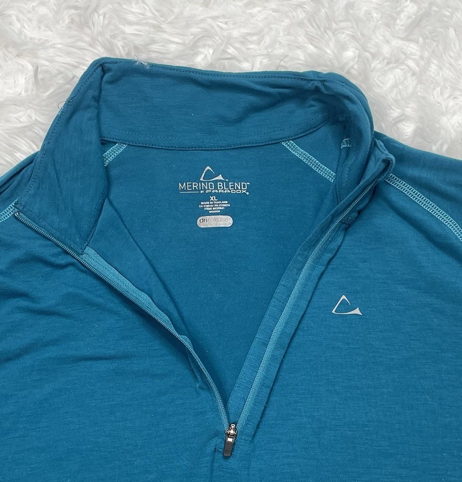 Paradox Merino Blend 1/4 Zip Pullover Womens Size XL Teal Long Sleeve Base Layer