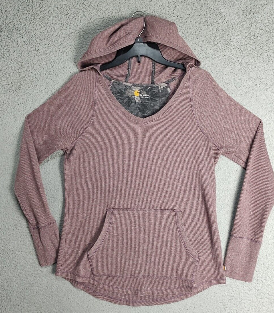 Carhartt Hoodie Jacket Women Medium 8 10 Purple Thermal Long Sleeve Ladies