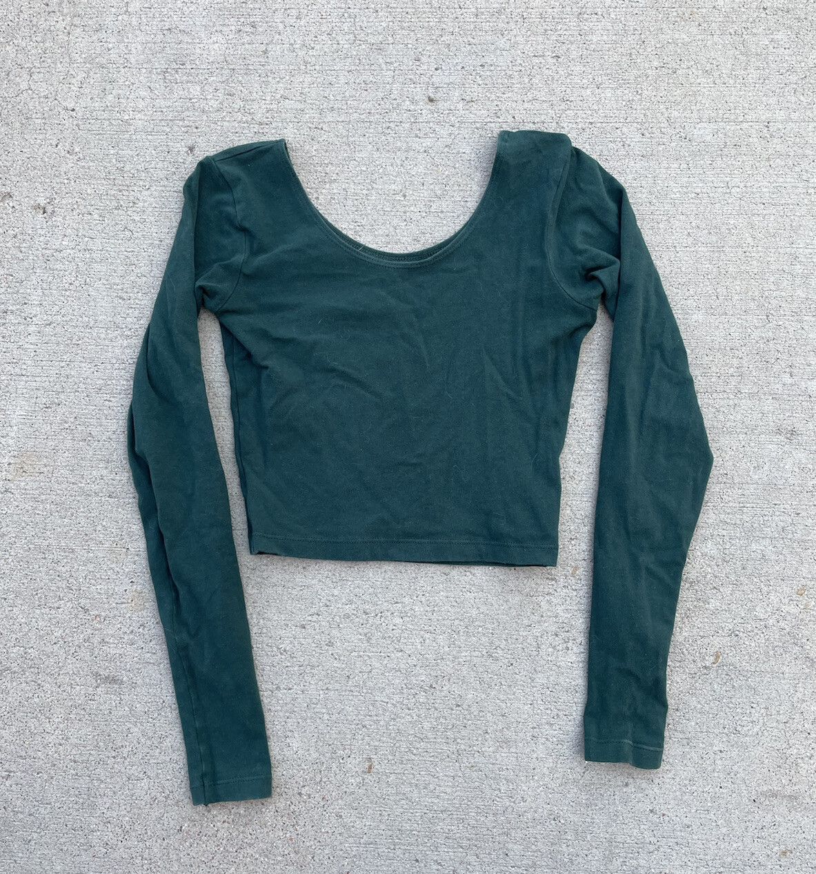 American Apparel Womens Cotton Spandex Blend Bodysuit Dance Crop Top Long Sleeve