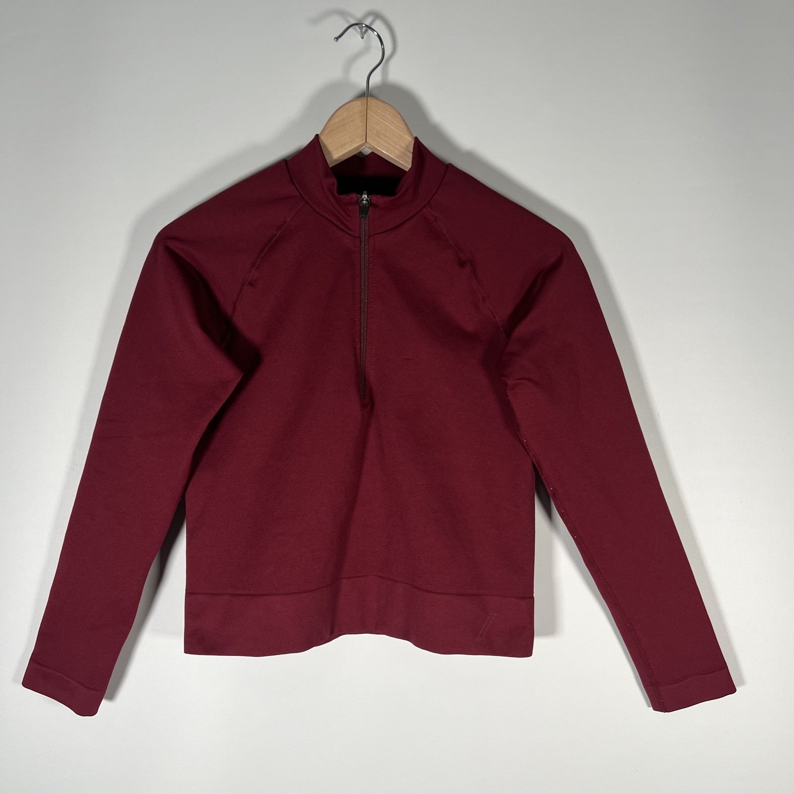TALA Cropped Long Sleeve Top M/L Half Zip Gym Top Red Womens Active