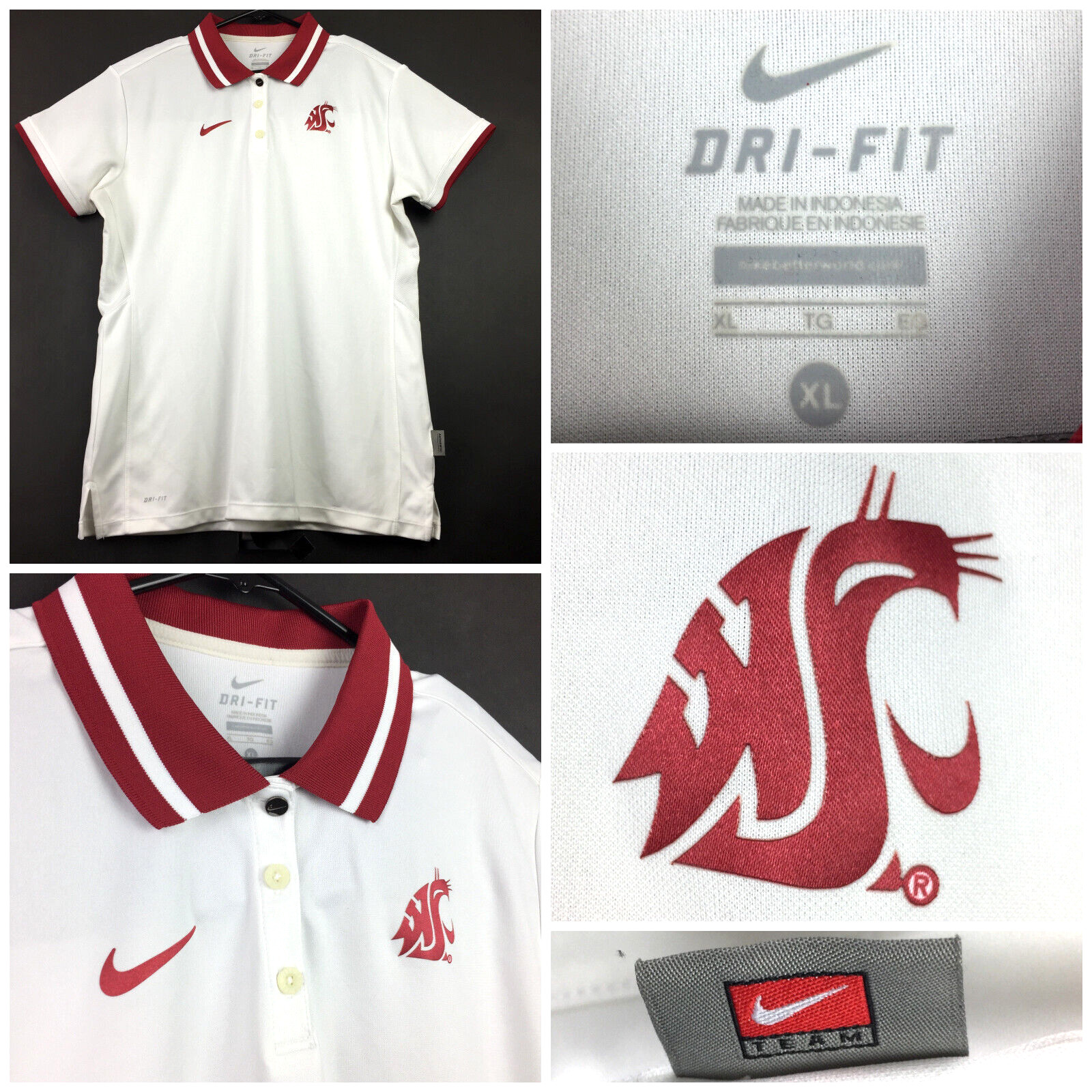 Nike Womens XL (40 in Bust) WSC Washington State Cougars Golf Dri-Fit Polo