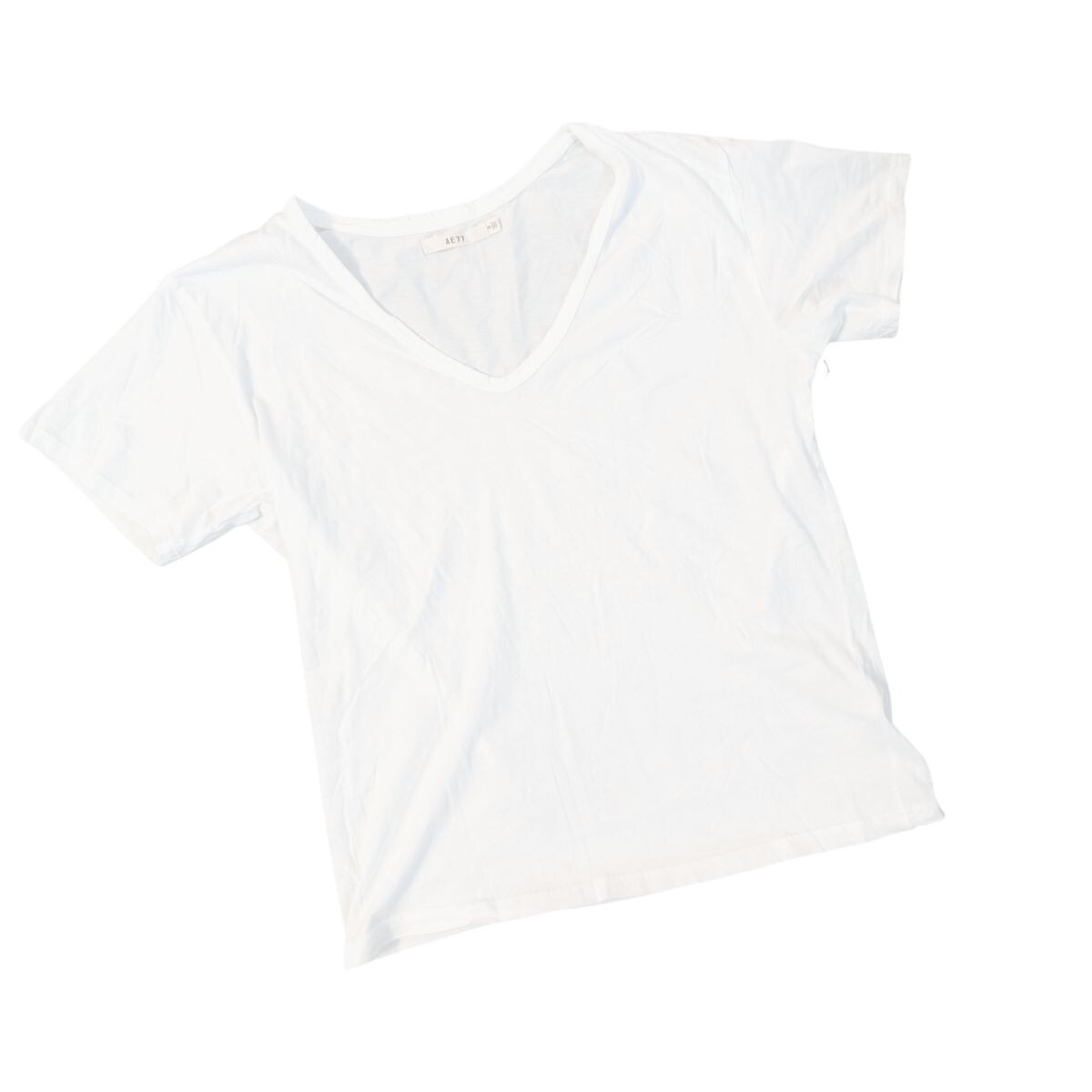 American Eagle AE77 Premium Boxy V-Neck Short Sleeve T-Shirt Womens White