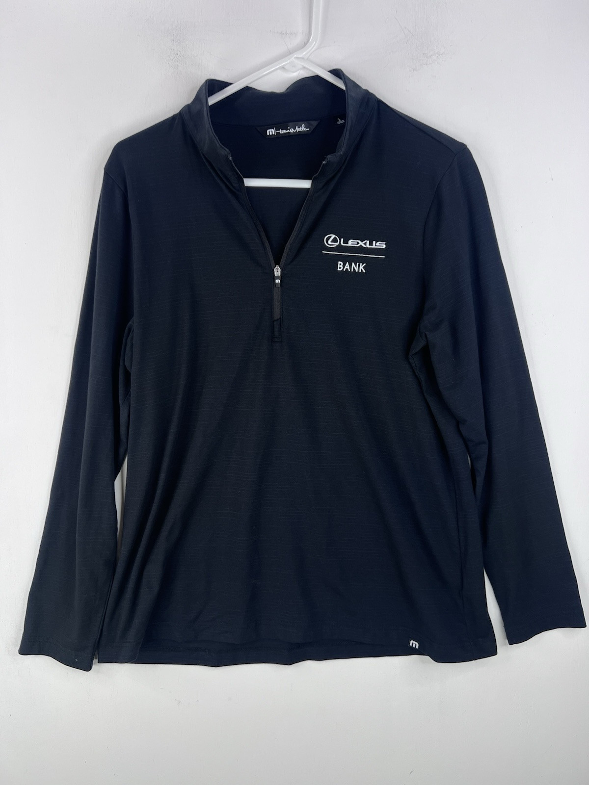 Travis Mathew Crestview 1/4 Zip Pullover Golf Shirt Women’s L Black Lexus Bank