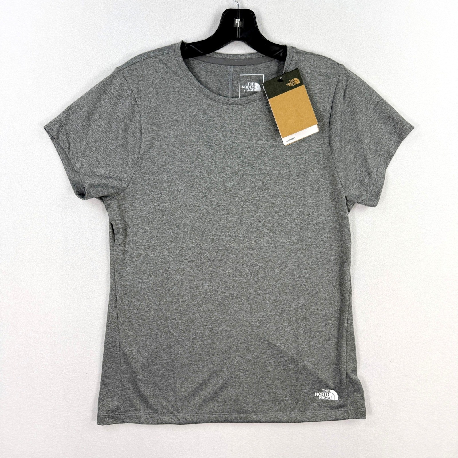 The North Face Womens Breeze Flashdry Shirt Size S Grey Heather Short Sleeve NEW