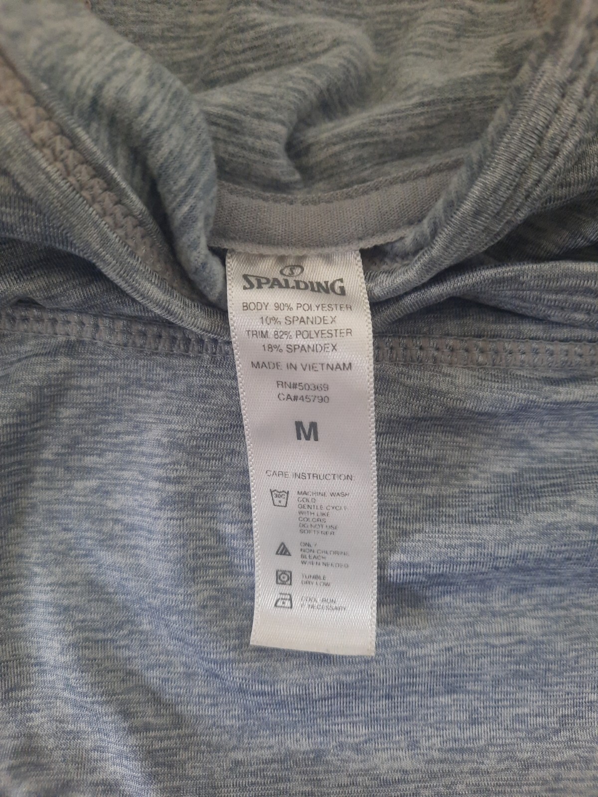 Spalding Size M Active Athletic Top Workout Hoodie Long Sleeves Pocket Gray