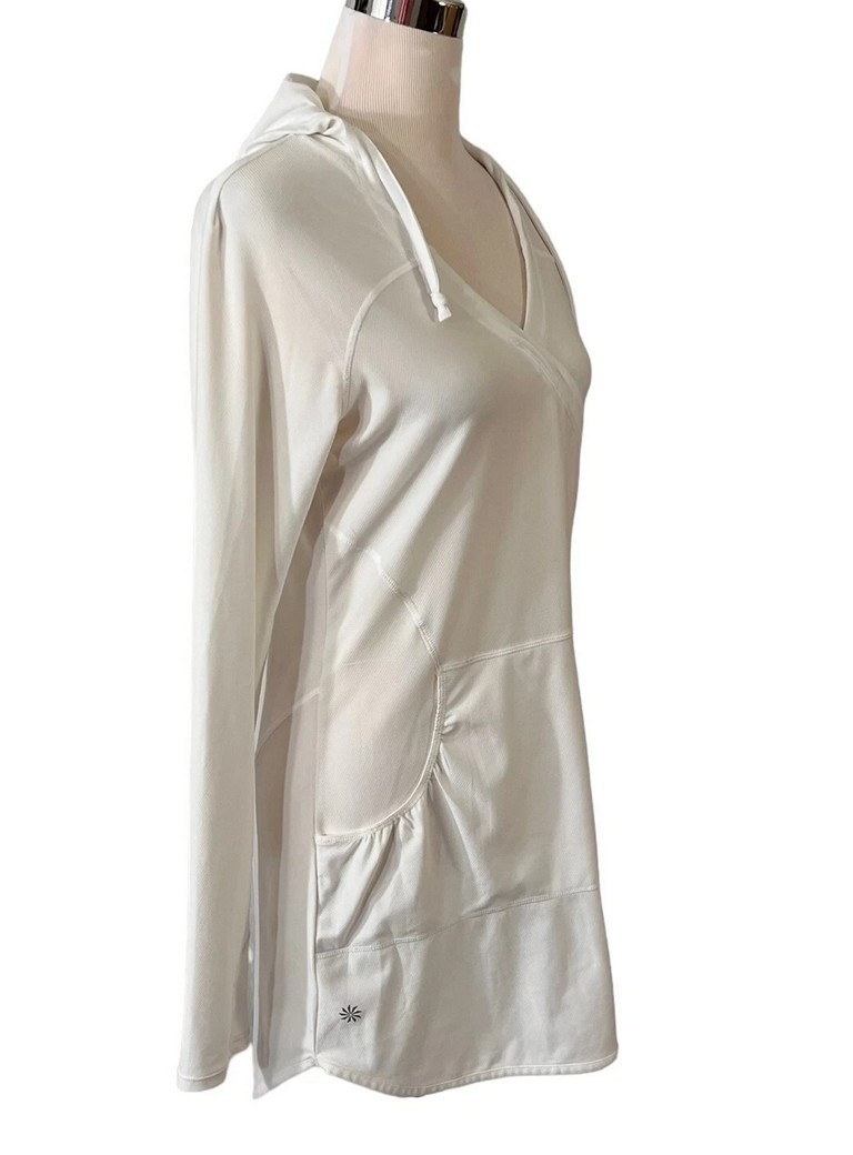 Athleta SMALL White Lightweight Wick It Wader Hoodie Swimsuit Cover Up