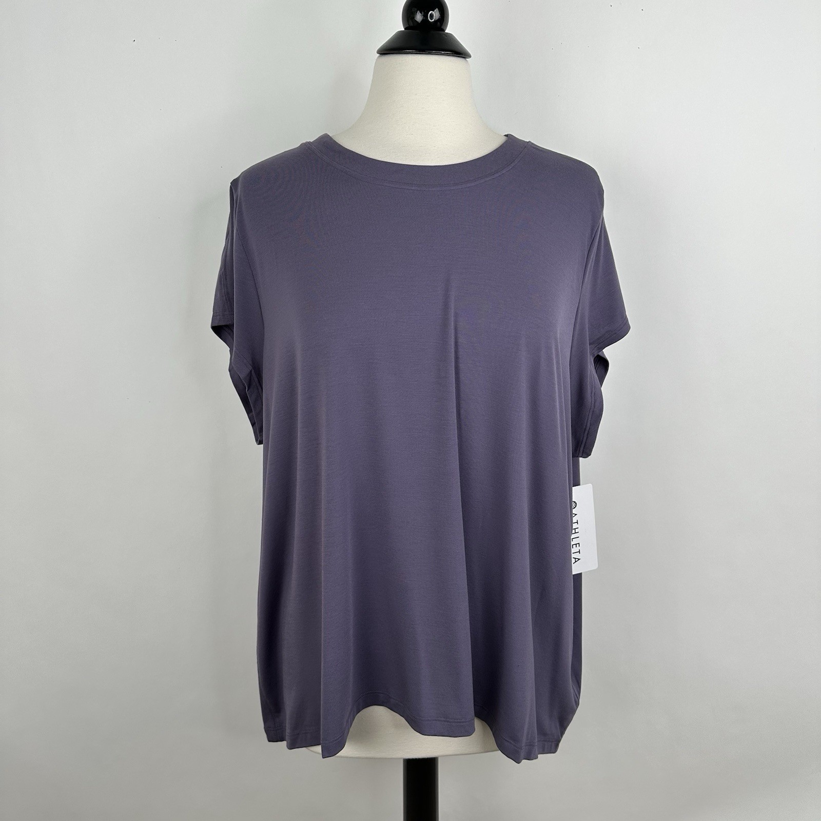 Athleta With Ease Tee 1X Nightfall Purple TENCEL Modal NWT Yoga Top Breathable