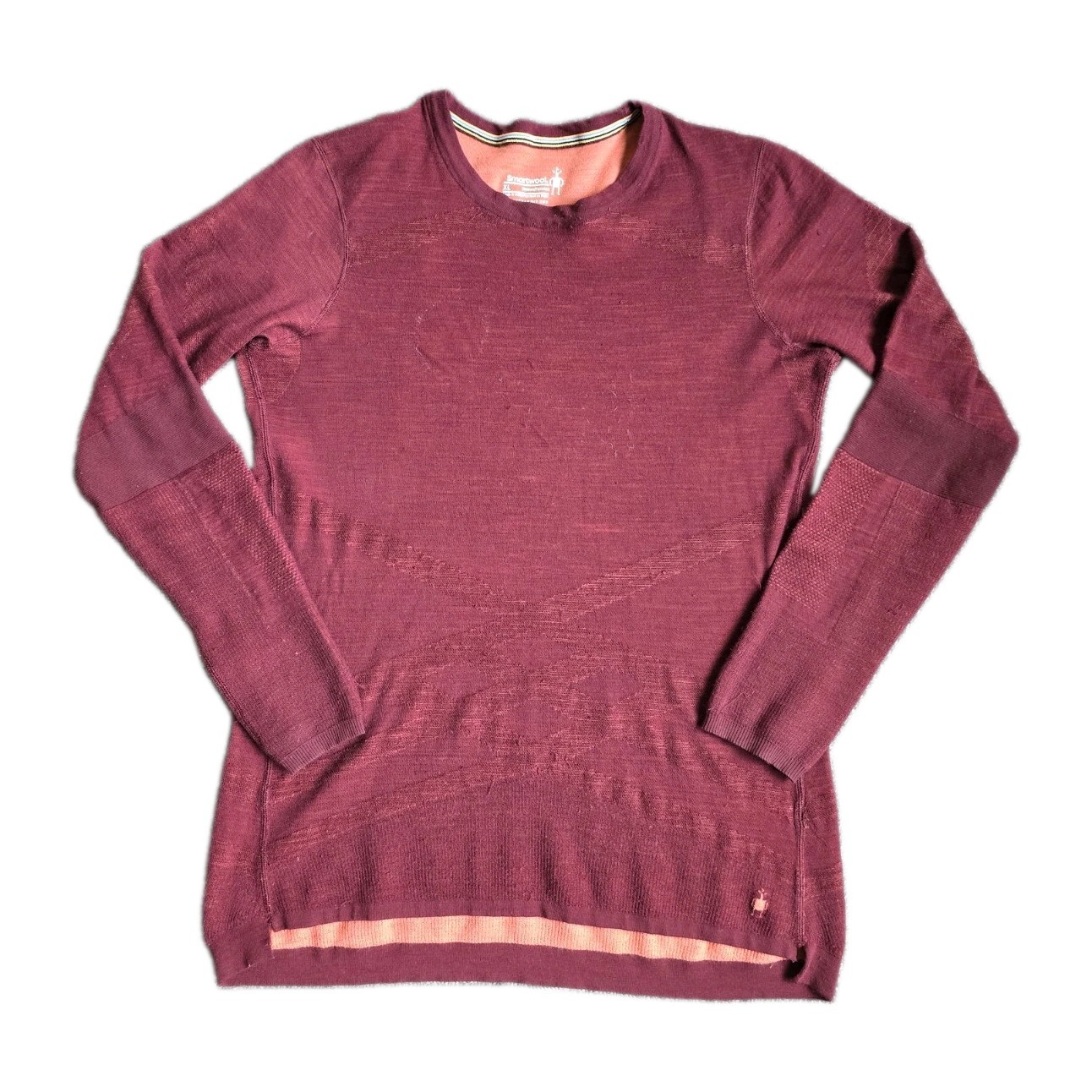 Smartwool Intraknit 200 Base Layer Women’s L Top Black Cherry Active Wool Blend