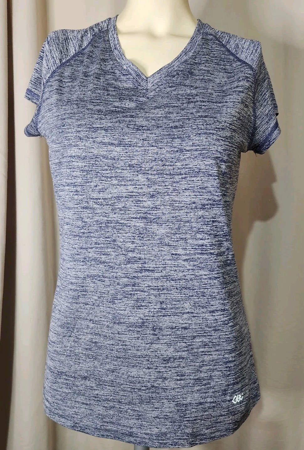 LEG3ND VNeck Athletic Soft Short Sleeve Activewear Top Tee Heather Navy Blue Med