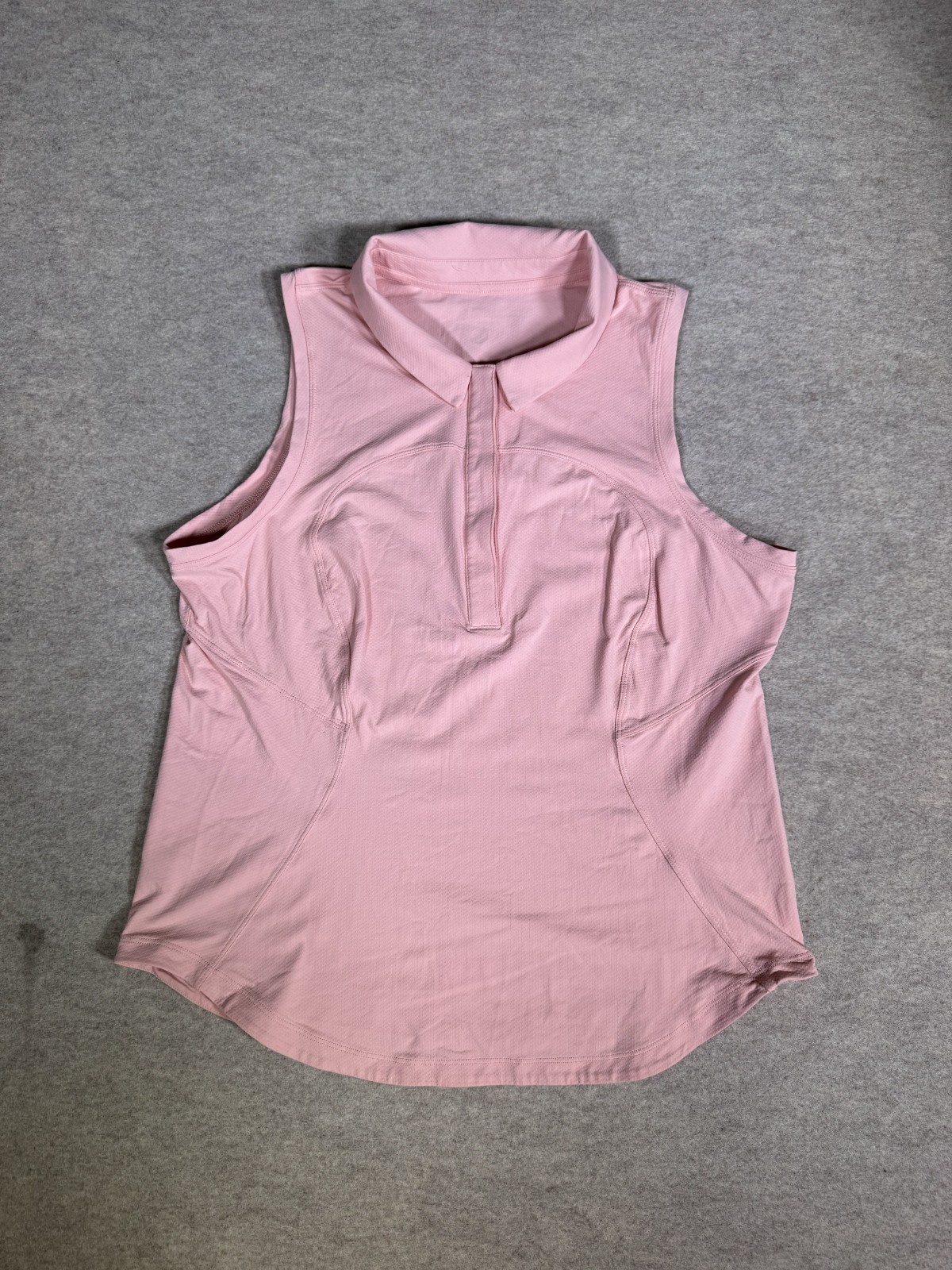 Lululemon Quick Dry Sleeveless Polo Shirt Womens Pink Sweat Wicking Curved Hem