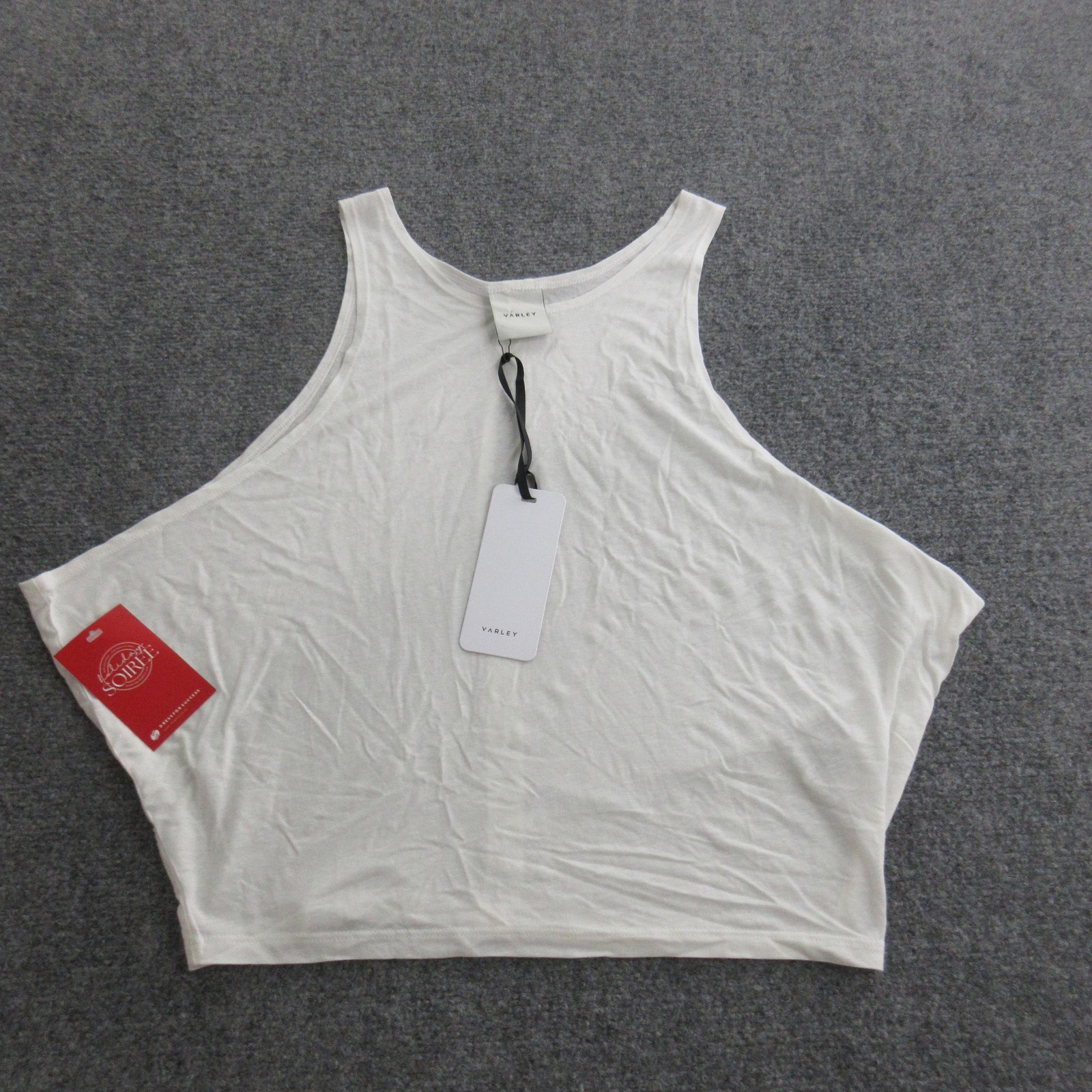 Varley Buckley Tank 2.0 Shirt Womens XS White Tencel Linen Open Back Athletic