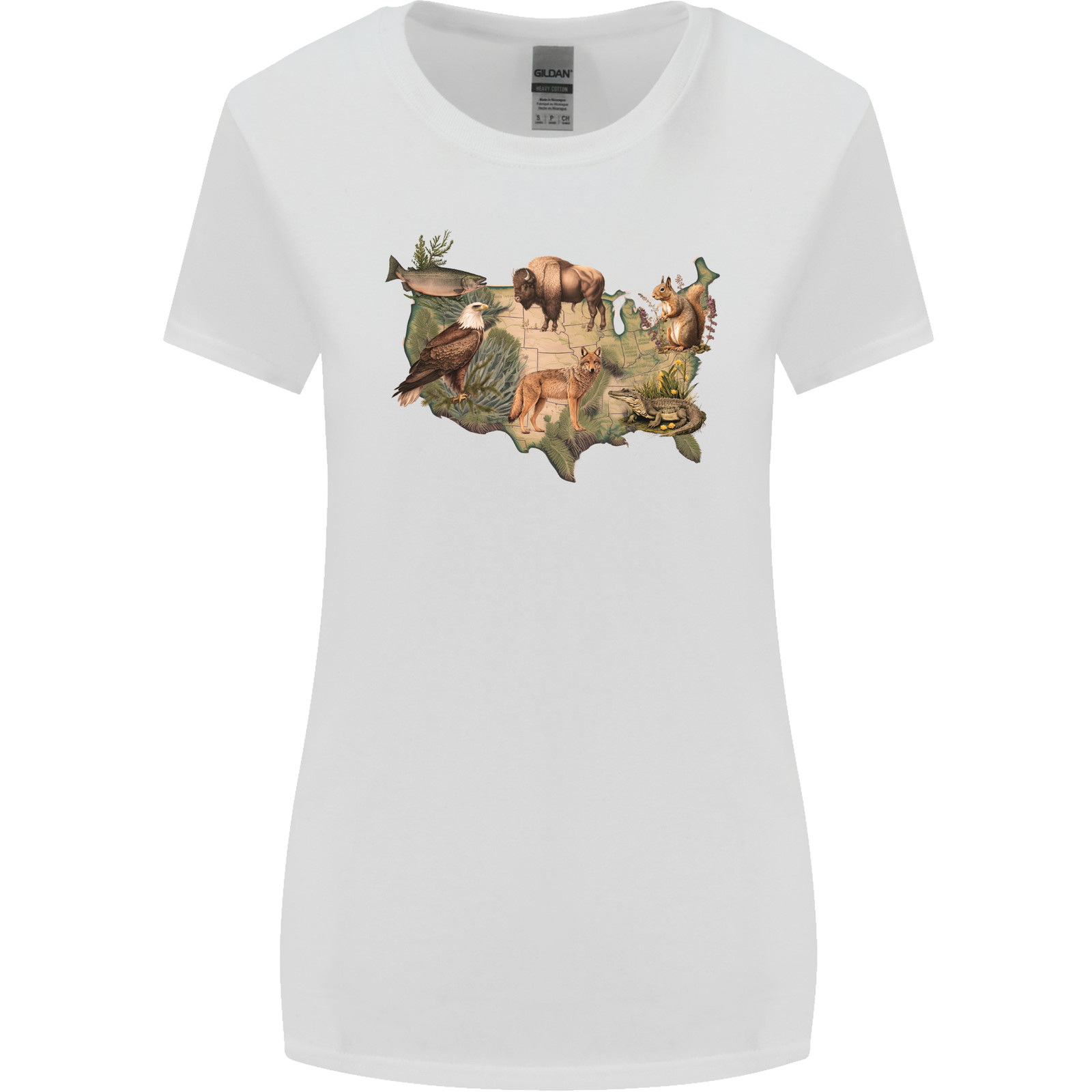 American Animals USA Eagle Buffalo Fish Wolf Womens Wider Cut T-Shirt