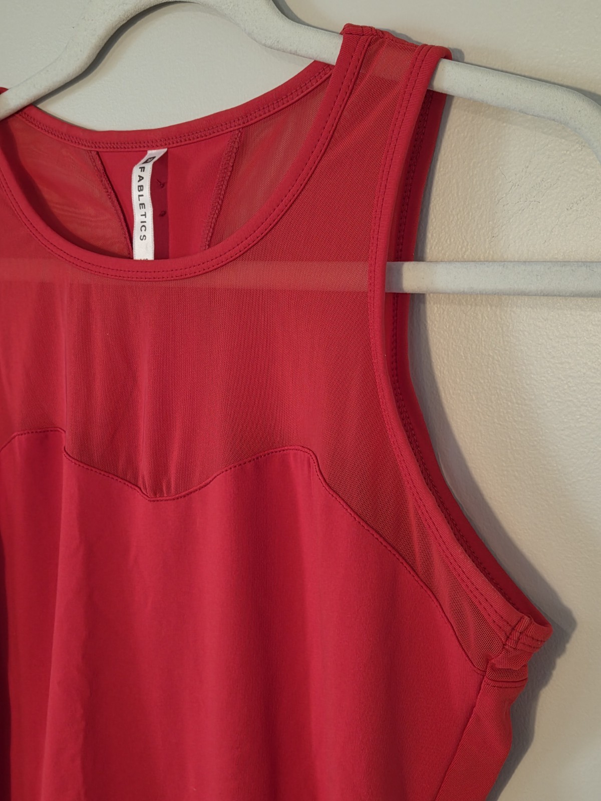 Fabletics Tank Red Helena Mesh Sheer Sweetheart Athletic Top Womens XS