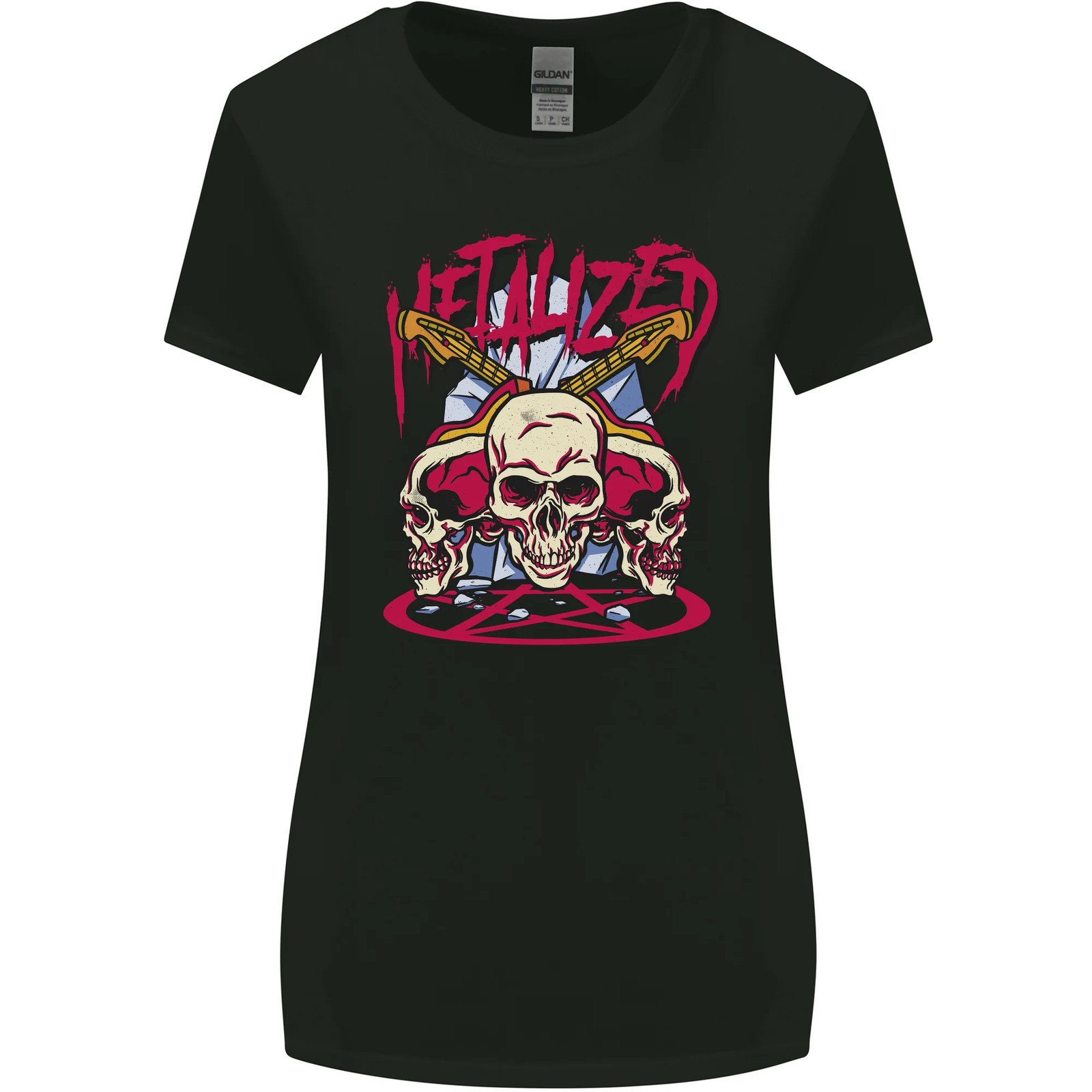Metalized Heavy Metal Demonic Skulls Death Womens Wider Cut T-Shirt