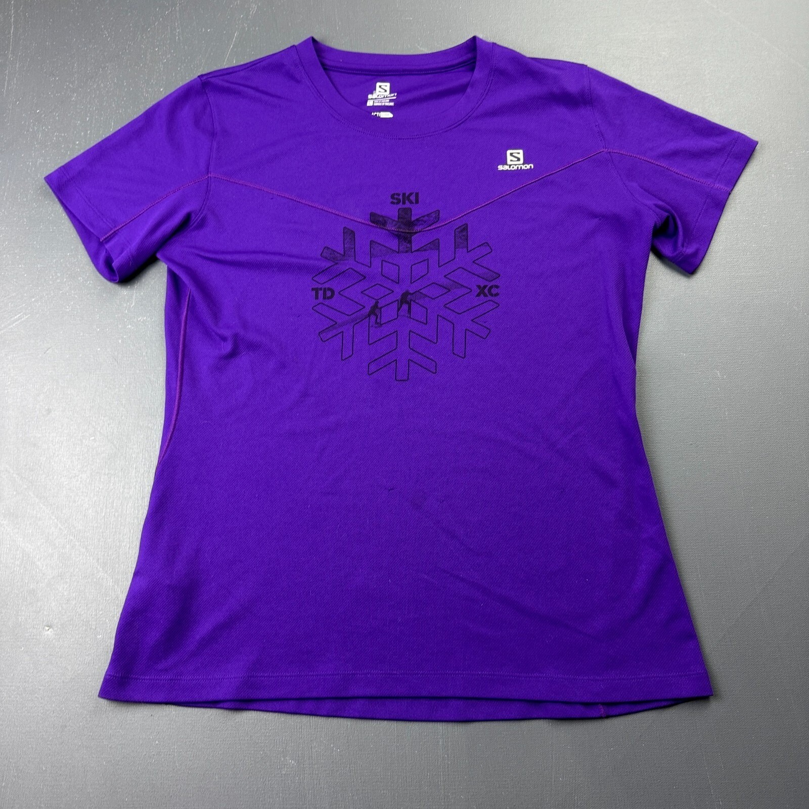 Salomon Women’s Large Purple ActiLite Athletic Snowflake Ski Performance Shirt