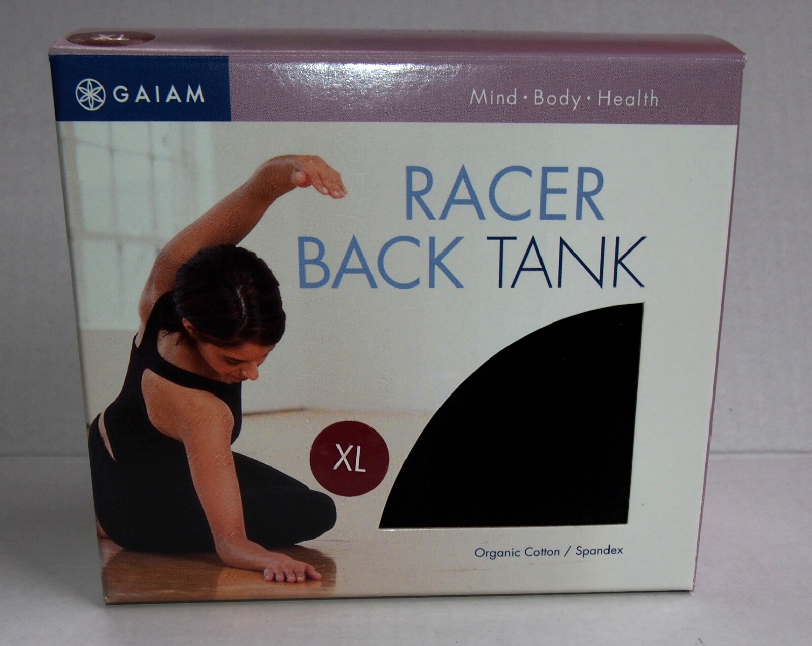 NOS GAIAM Racer Back Tank Top Organic Cotton Spandex Black SZ XLARGE