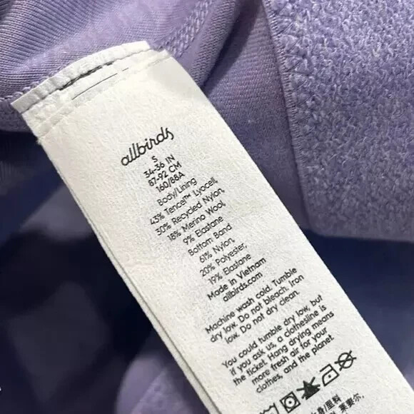 allbirds Women’s Natural Flow Crop Tank Purple Hush Size XL NWT