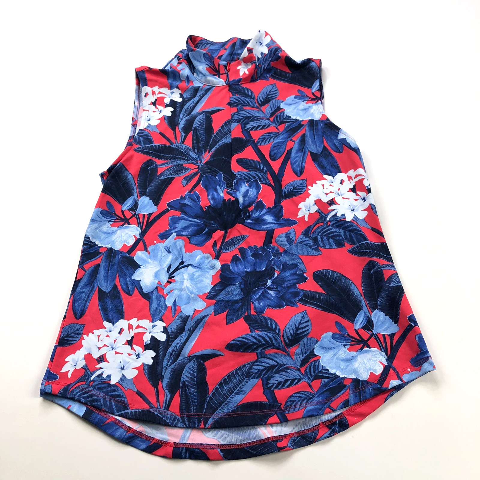 Tommy Bahama Island Zone XS 1/4 Zip Pullover Sleeveless Floral Red Blue