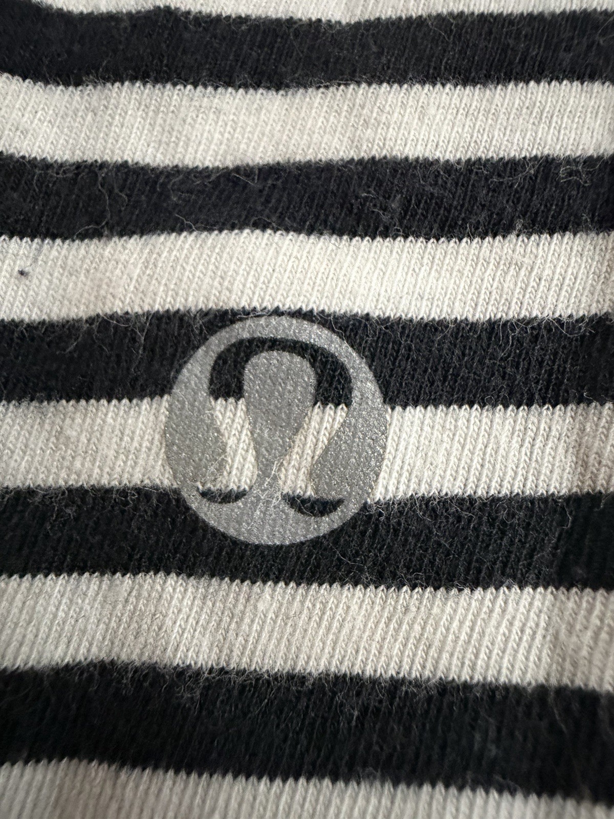 Lululemon Devotion Long Sleeve Shirt Striped Black White Elbow Patchwork #HH6-1