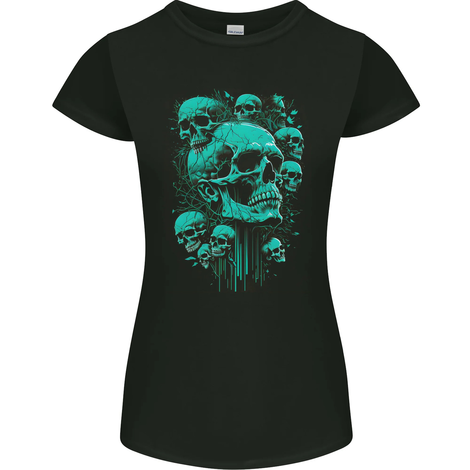 Skull Time Gothic Heavy Metal Rock Music Biker Womens Petite Cut T-Shirt