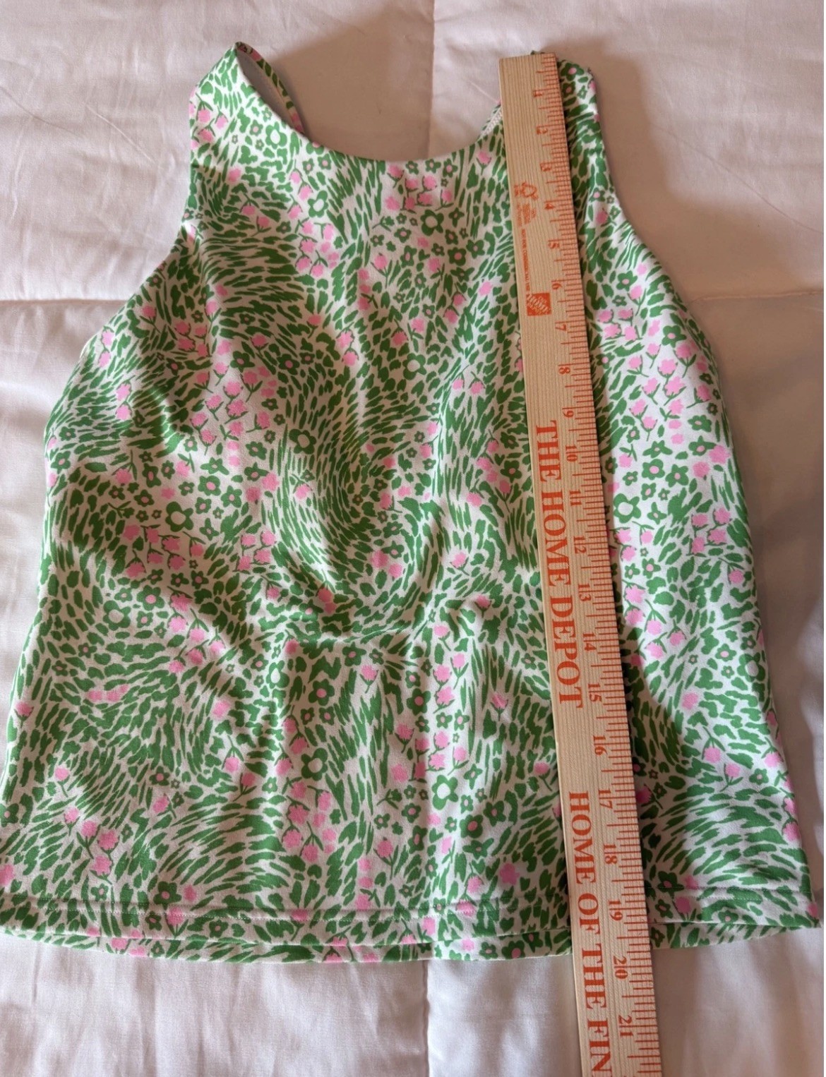 Fabletics Green Pink Floral Leopard Strappy Back Shelf Bra Tank Top Womens