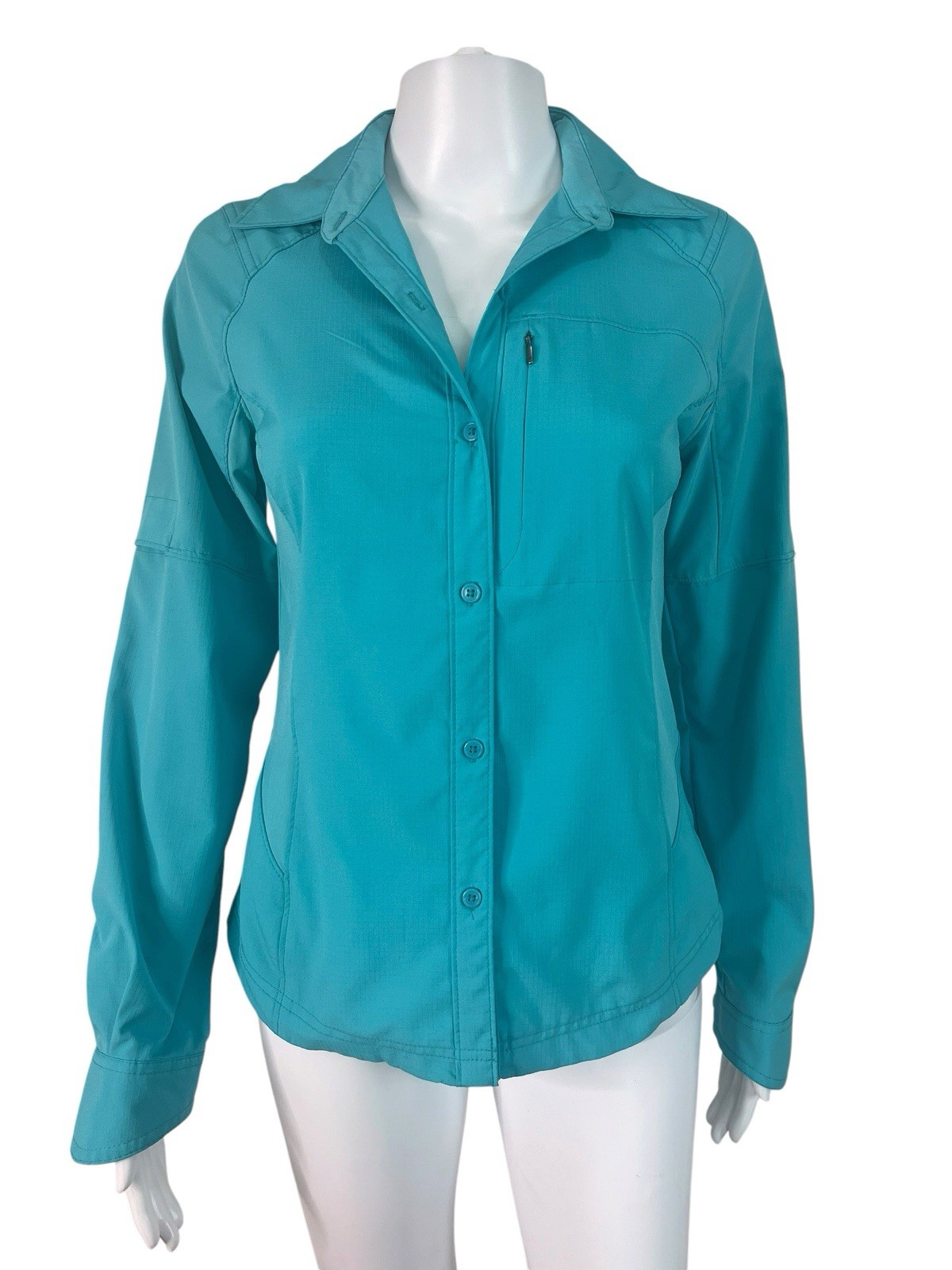 Columbia Shirt Women’s Size XS Top Teal Tab Sleeve Outdoor Fishing Hiking PNW