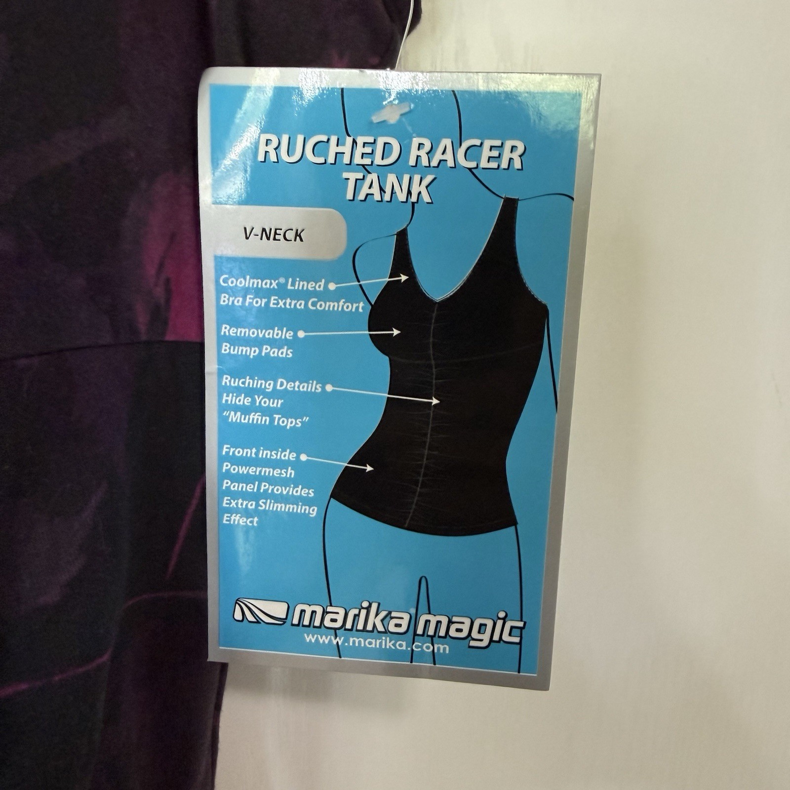 NWT Marika Magic Ruched Racer Tank Top Womens Large Floral Workout Built In Bra