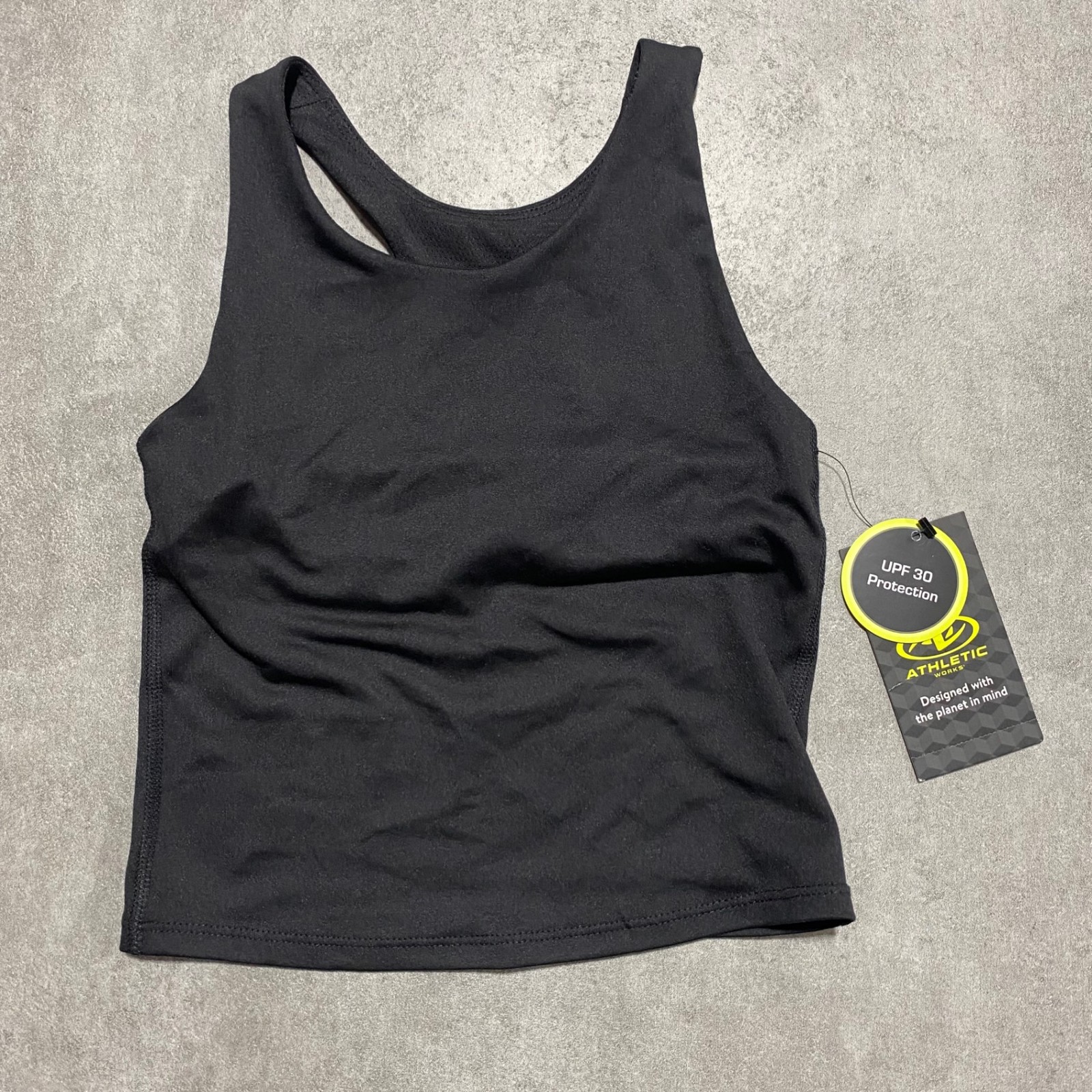 Athletic Works Tank Top Girls M UPF30 Active Scoop Neck Black Recycled Polyester