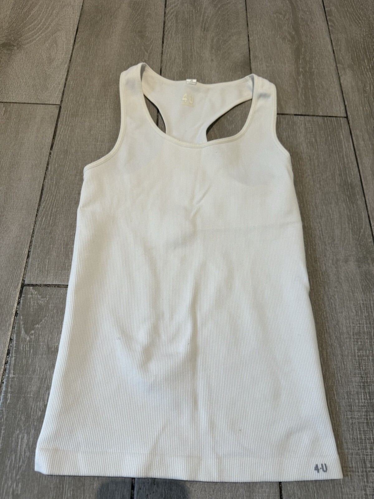 4-U PERFORMANCE WOMEN WHITE SPANDEX RACER BACK RIB TANK TOP ONE SIZE FITS ALL