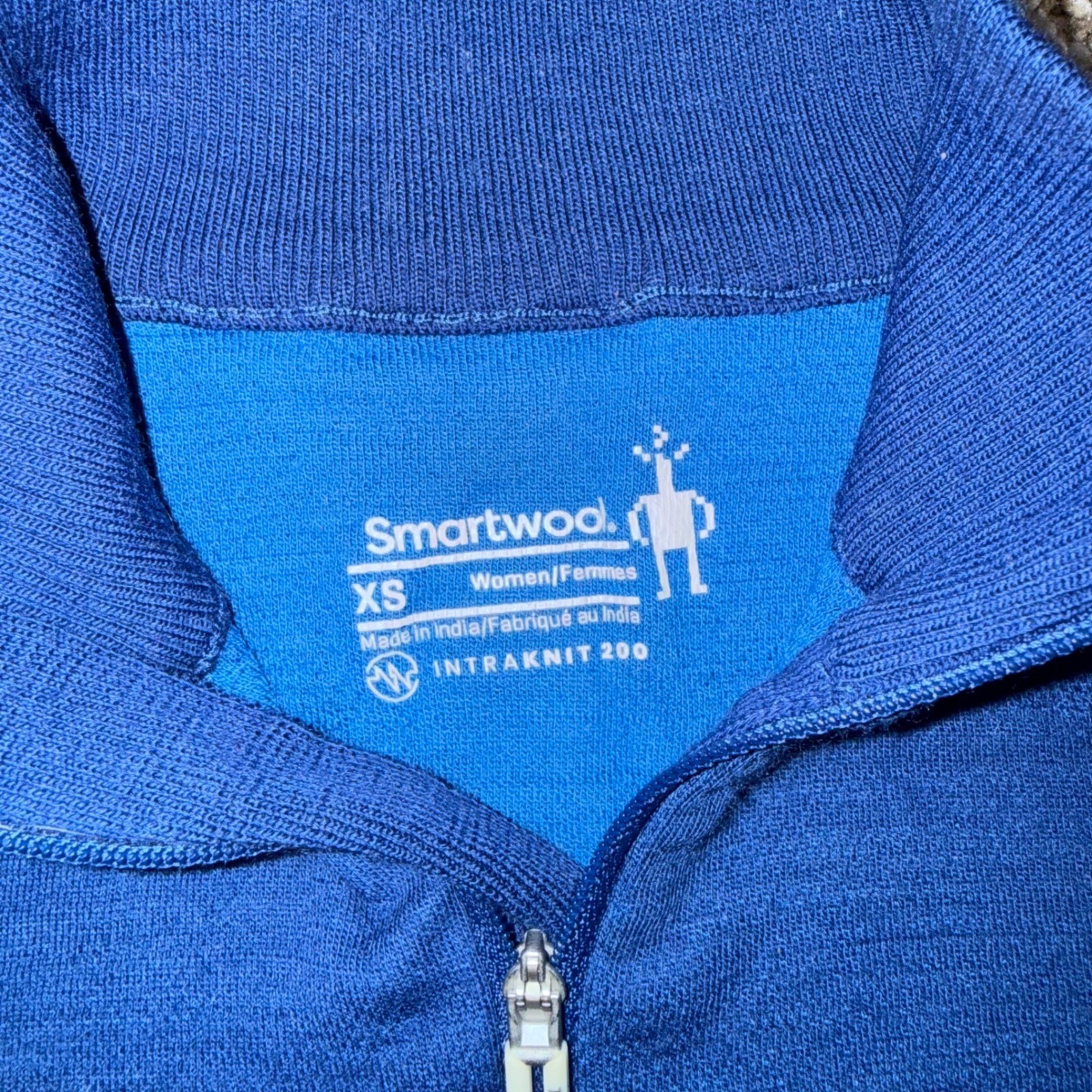 Smartwool Intraknit 200 1/4 Zip Base Layer Women XS Blue Excellent Merino Wool
